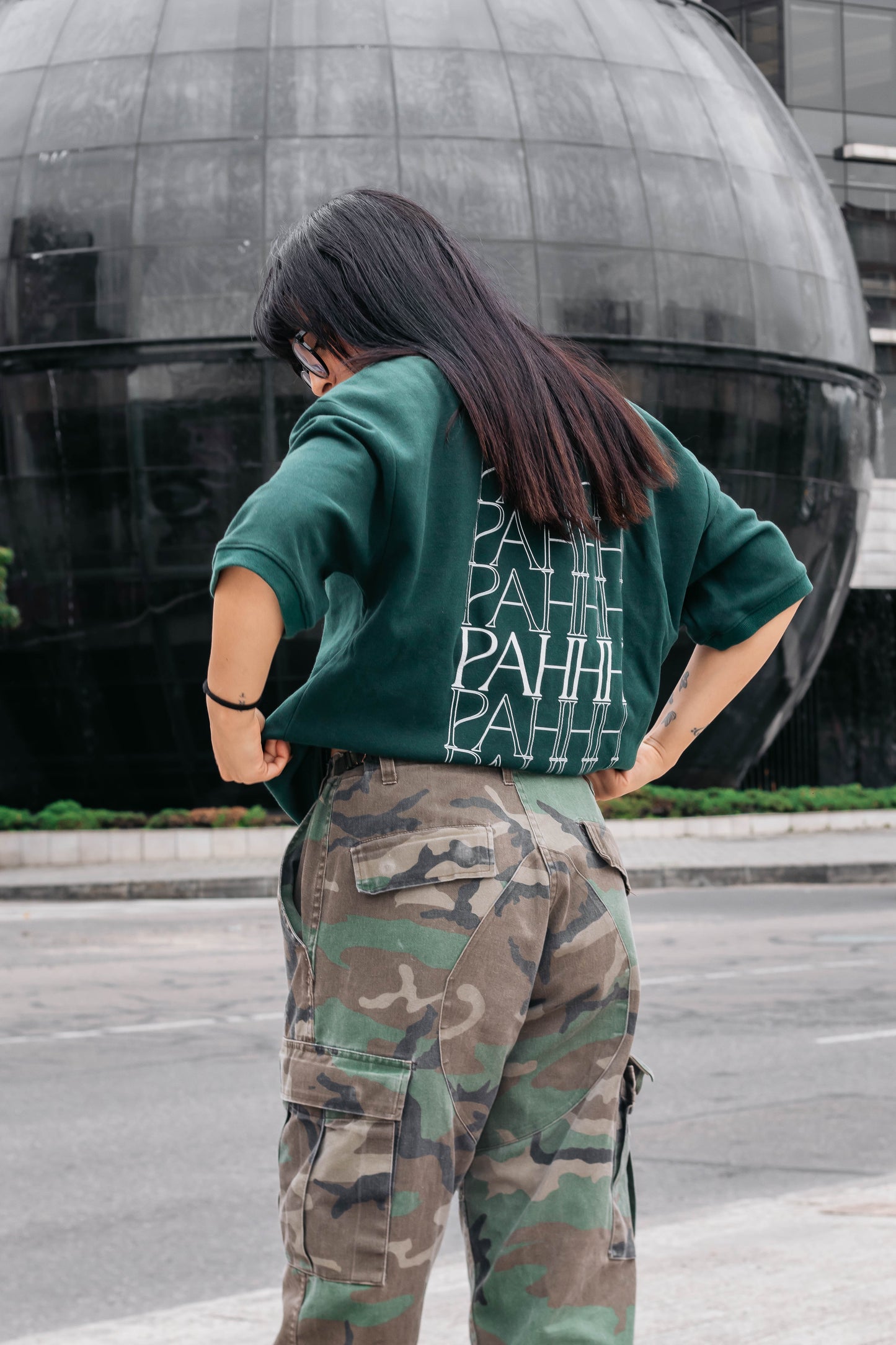 Camiseta oversize básica verde