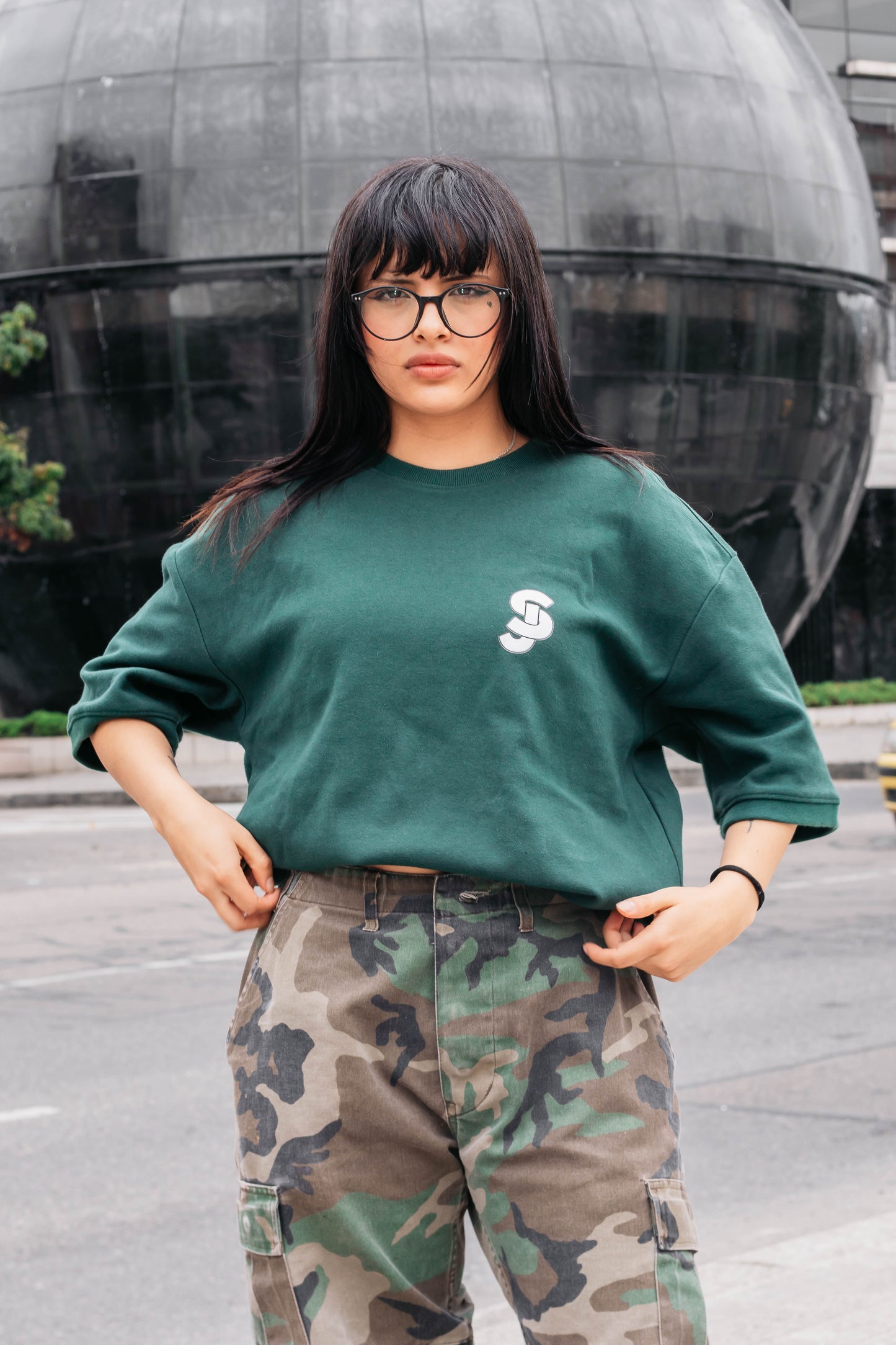 Camiseta oversize básica verde