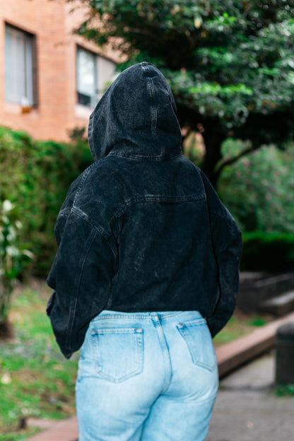 Hoddie negro acid wash