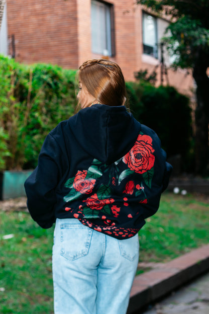 Hoddie de flores negro