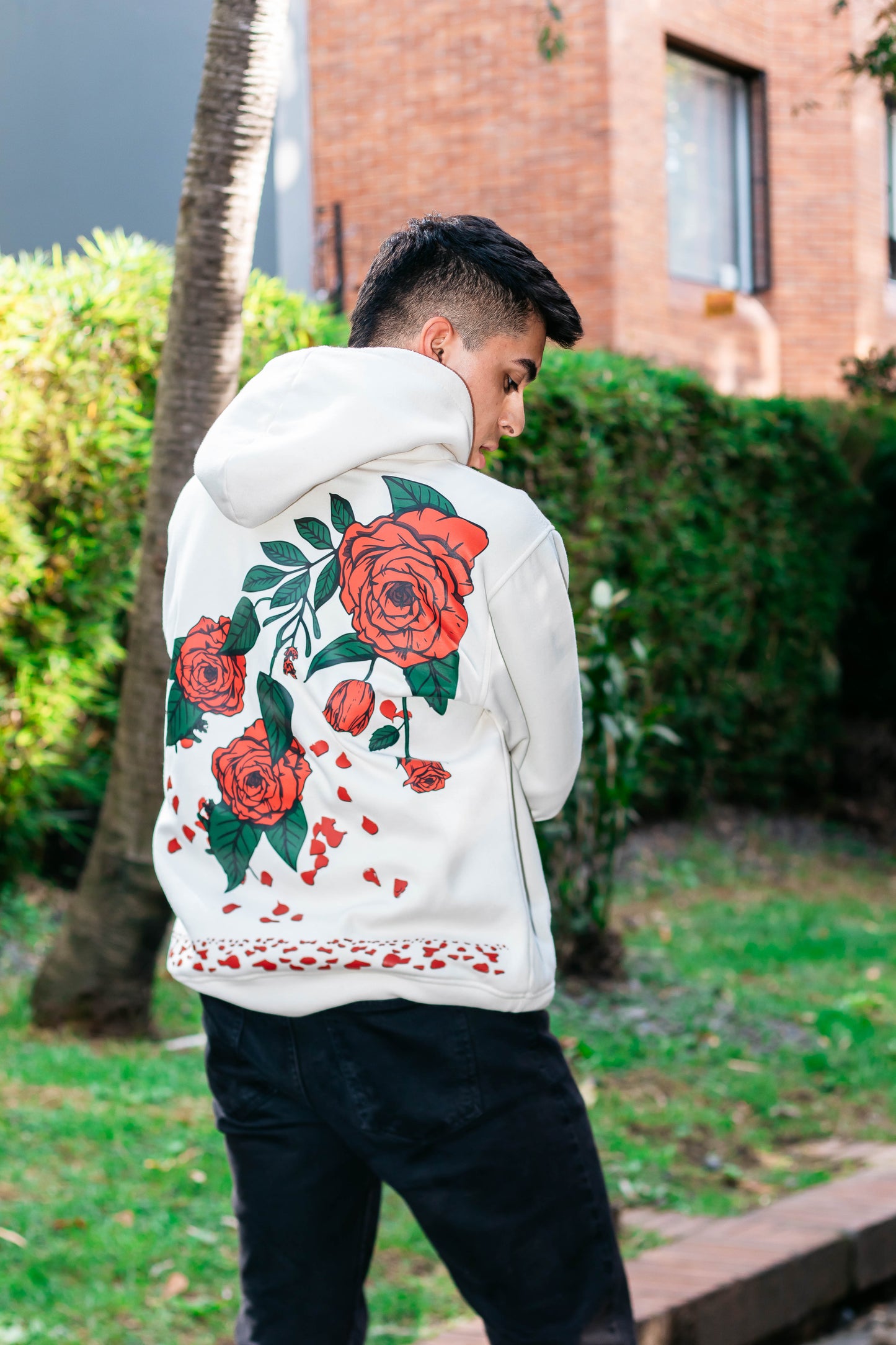 Hoddie de flores blanco