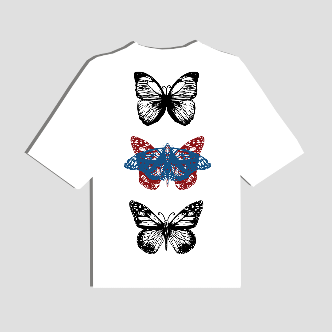 Camiseta mariposas basica blanca