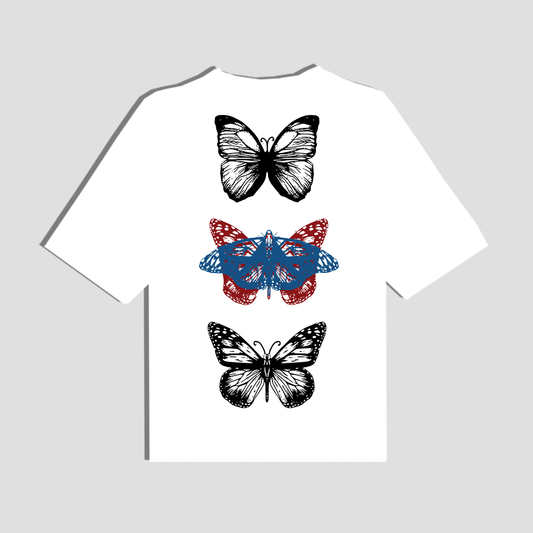 Camiseta mariposas basica blanca