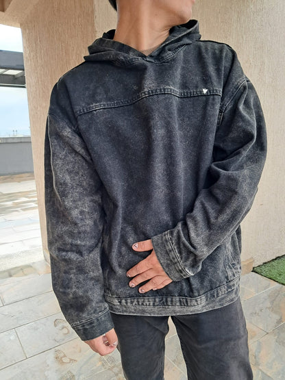 Hoddie negro acid wash